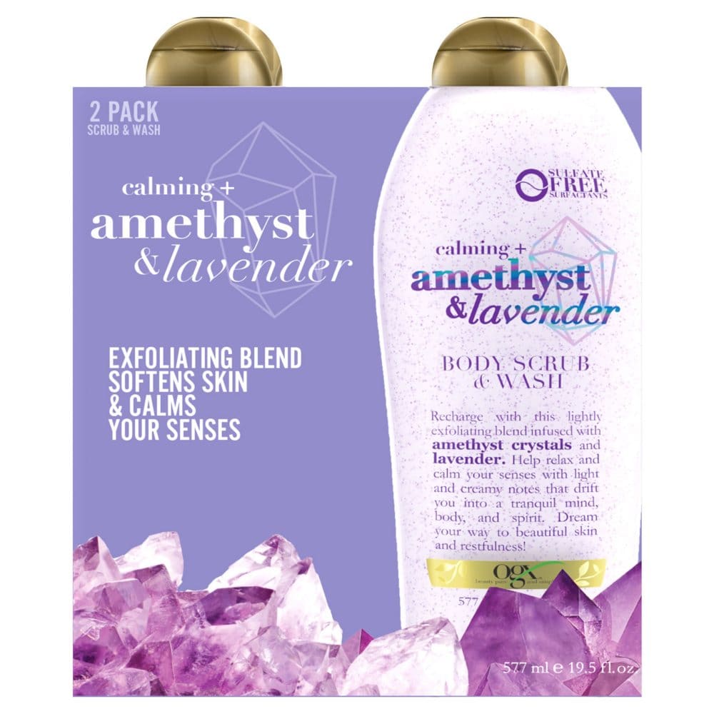 OGX Amethyst & Lavender Body Scrub & Wash 19.5 fl. oz - 2 Pack - Body Wash - OGX