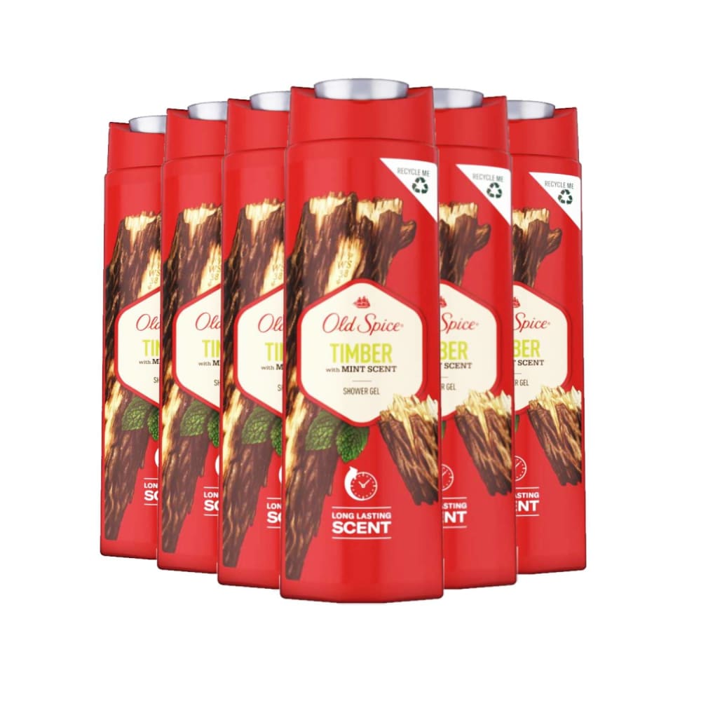 Old Spice Timber Shower Gel Long Lasting Scent - 400 ml Each - 6 Pack - Body Wash - Old Spice