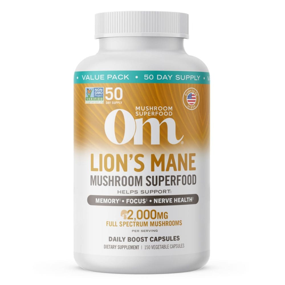 Om Mushroom Superfood Lion’s Mane Supplement Capsules (150 ct.) - Supplements - ShelHealth