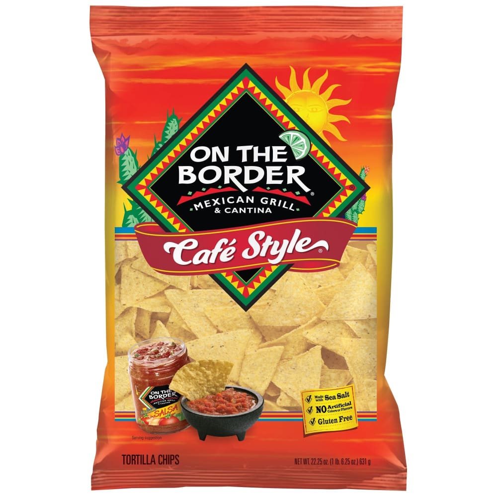 On The Border Cafe Style Tortilla Chips Bag 22.25 oz. - On The Border