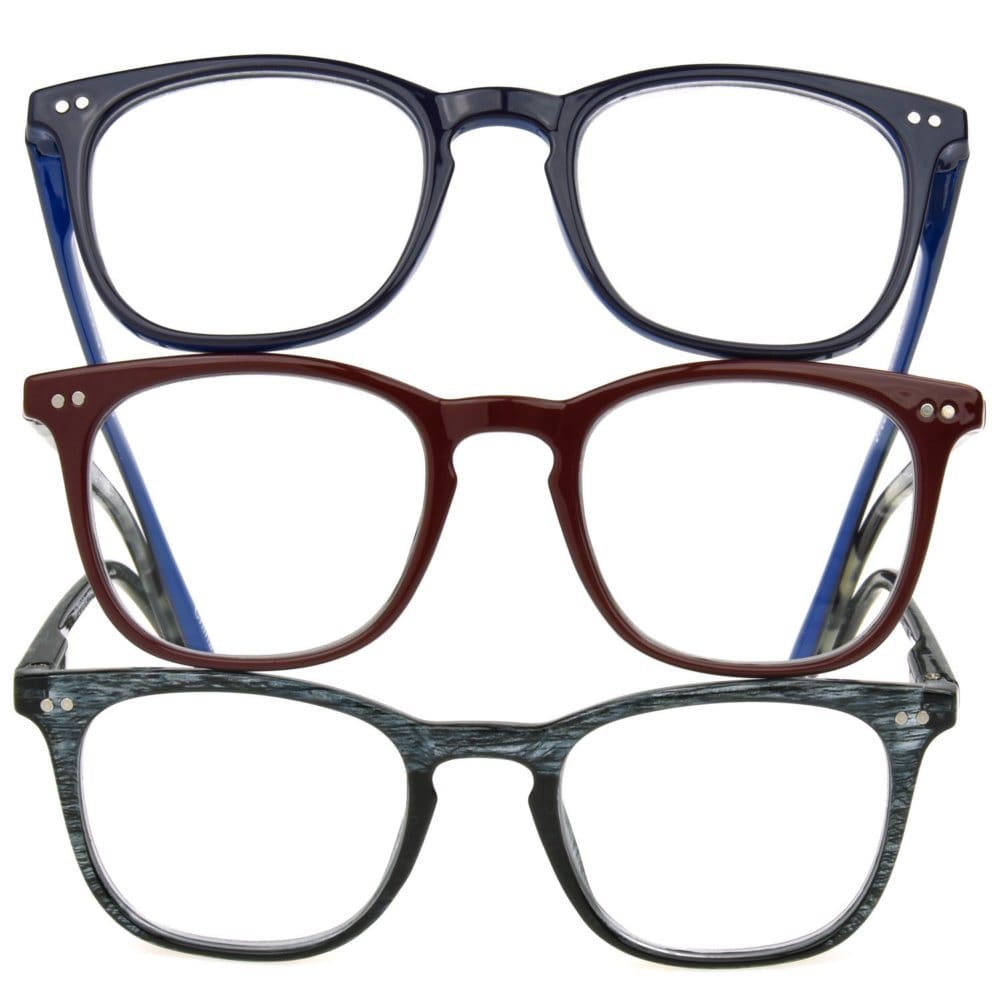 OPTIQUE Trifecta Square Reading Glasses (3 pack) - Reading Glasses & Blue Light Glasses - OPTIQUE