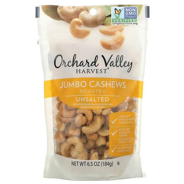 ORCHARD VALLEY HARVEST: Nuts Cashew Jmb Unslt 6.5 oz (Pack of 3) - Snacks > Nuts > Nuts - ORCHARD VALLEY HARVEST