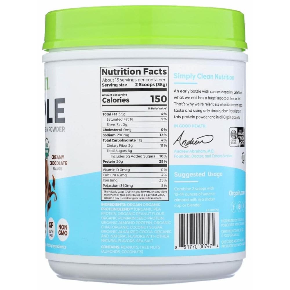 ORGAIN Orgain Protein Simple Pwdr Choc, 1.25 Lb