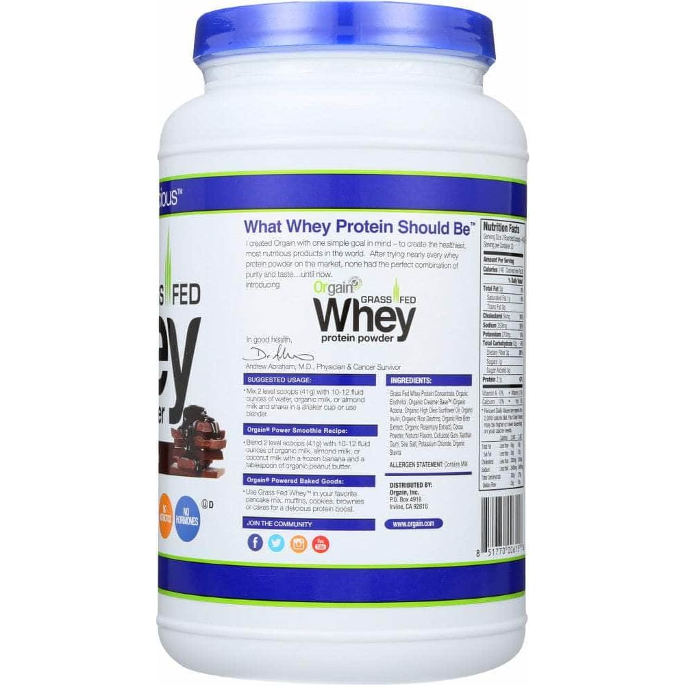 Orgain Orgain Whey Protein Powder Chocolate Fudge, 29.12 oz