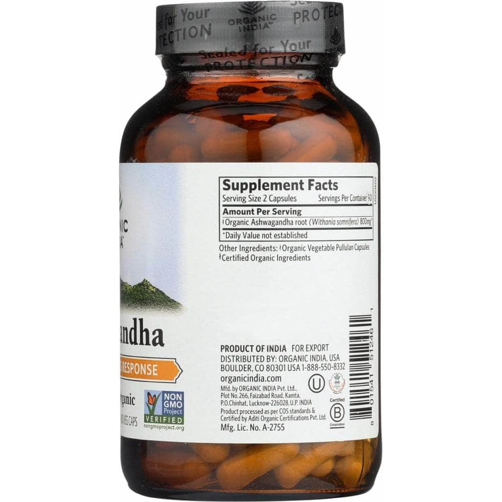 ORGANIC INDIA Organic India Ashwagandha, 180 Cp