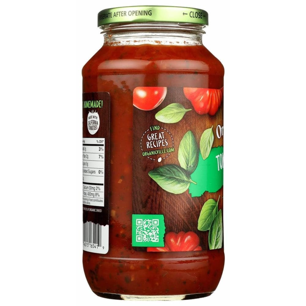 ORGANICVILLE Grocery > Pantry > Pasta and Sauces ORGANICVILLE: Sauce Pasta Tmo Basil, 24 oz