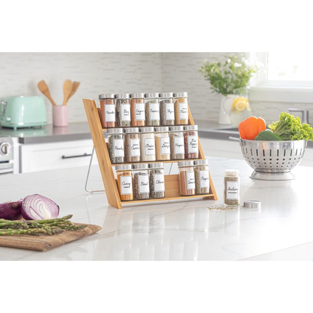 Orii Bamboo 18-Jar Spice Rack - Kitchen Organization - Orii