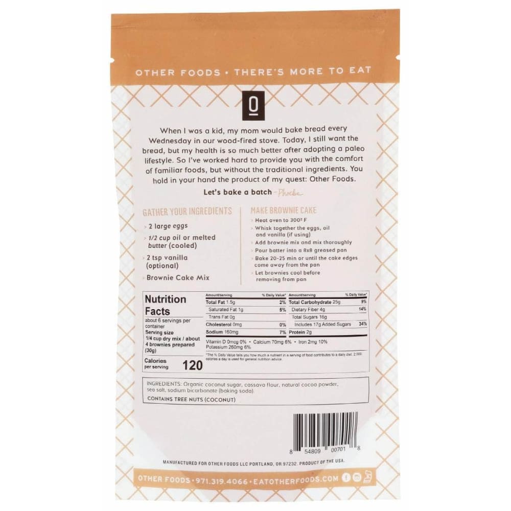 OTHER FOODS Grocery > Cooking & Baking > Flours OTHER FOODS: Brownie Cake Mix, 6.8 oz