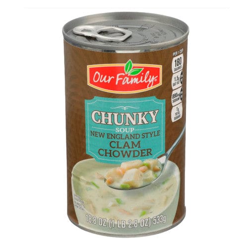 Our Family Chunky New England Clam Chowder Ready-To-Eat 18.8oz (Case of 12) - Misc/Our Family - Our Family