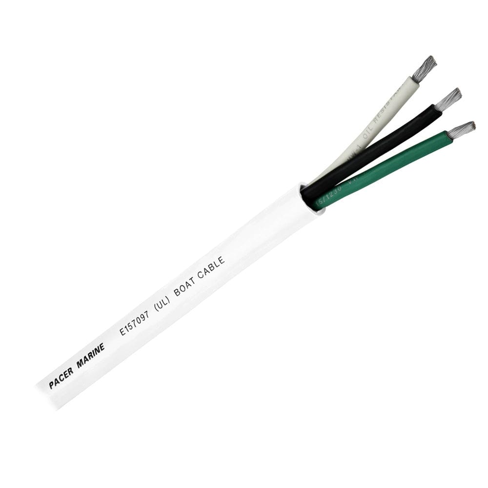 Pacer Round 3 Conductor Cable - 500’ - 14/ 3 AWG - Black Green & White - Electrical | Wire - Pacer Group