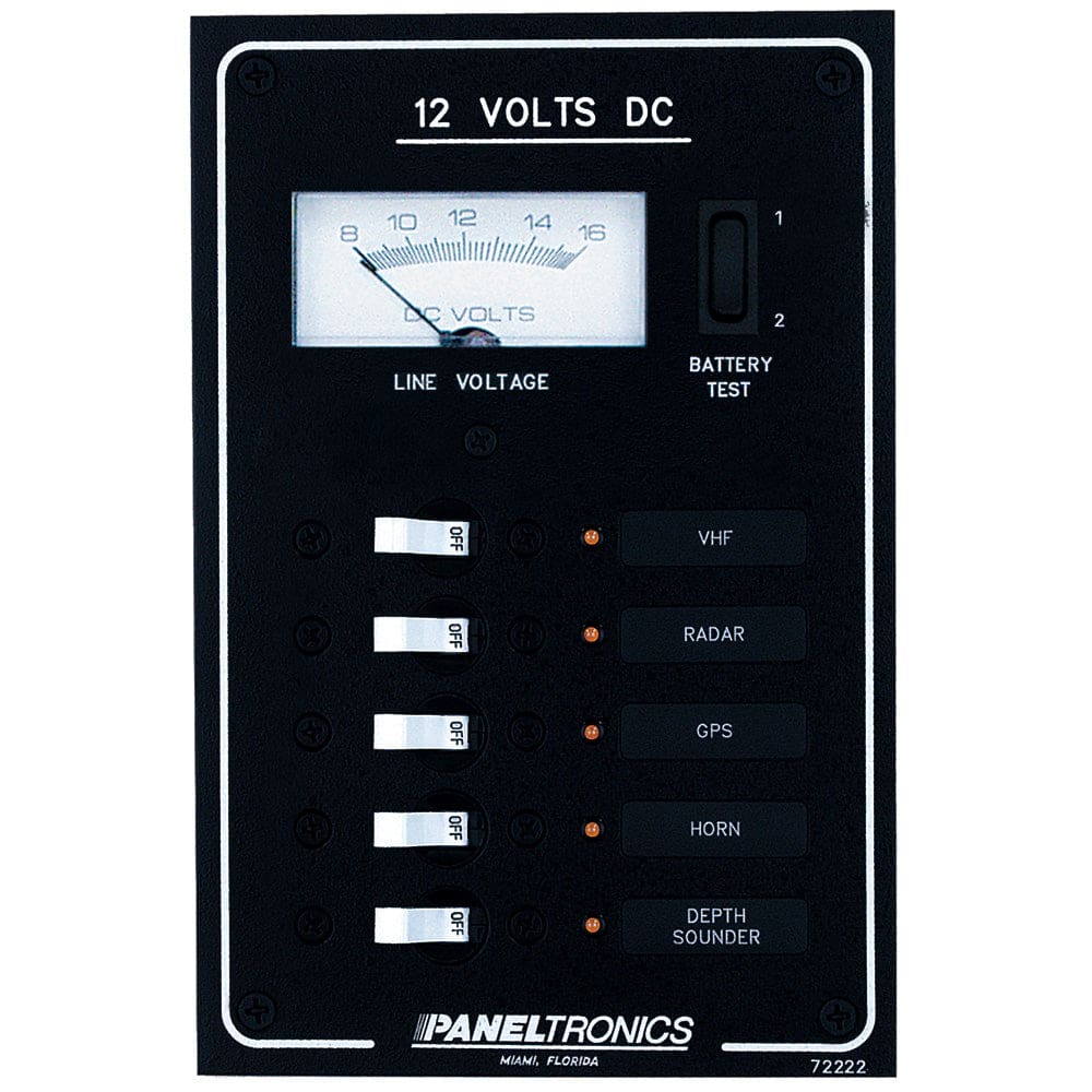 Paneltronics Standard DC 5 Position Breaker Panel & Meter w/ LEDs - Electrical | Electrical Panels - Paneltronics