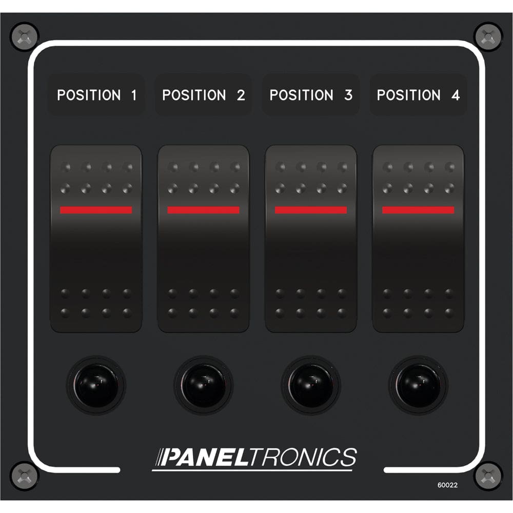 Paneltronics Waterproof Panel - DC 4-Position Illuminated Rocker Switch & Circuit Breaker - Electrical | Electrical Panels - Paneltronics