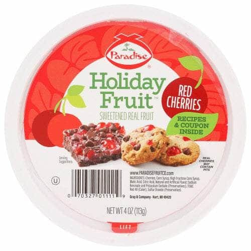 PARADISE Grocery > Cooking & Baking > Baking Ingredients PARADISE Candied Red Cherries, 4 oz