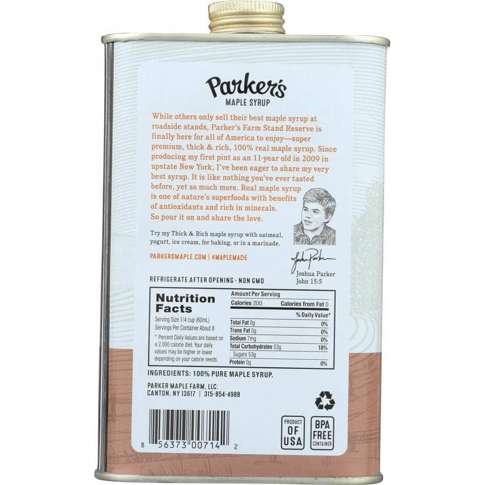 Parkers Maple Syrup Parkers Real Maple Syrup Maple Dark Traditional 15 fo