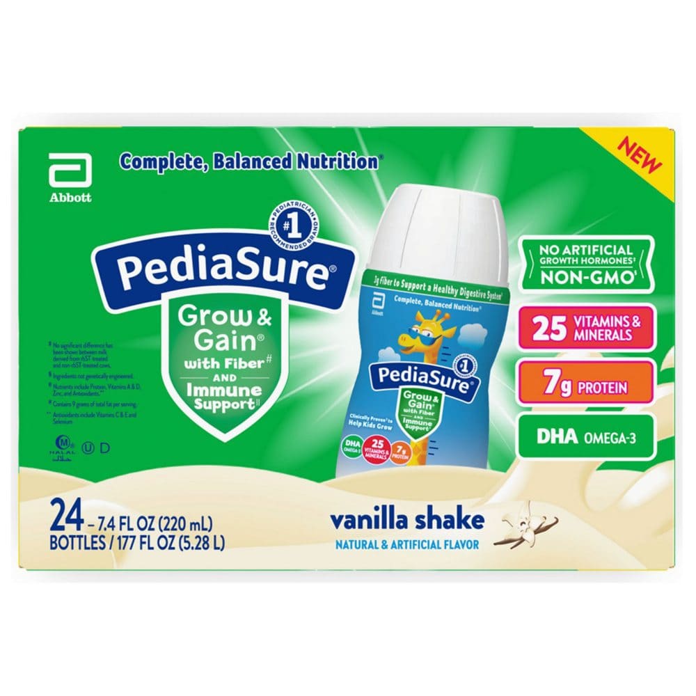 PediaSure Nutritional Grow & Gain Shake with Fiber and Immune Support Vanilla (7.4 fl. oz. 24 pk.) - Baby Feeding Products​ - PediaSure