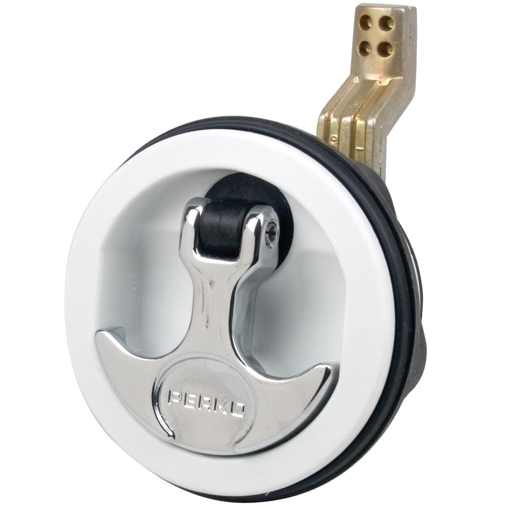 Perko Flush Latch - Surface Mount Offset Cam Bar - 2.5 Hole - White - Marine Hardware | Latches - Perko