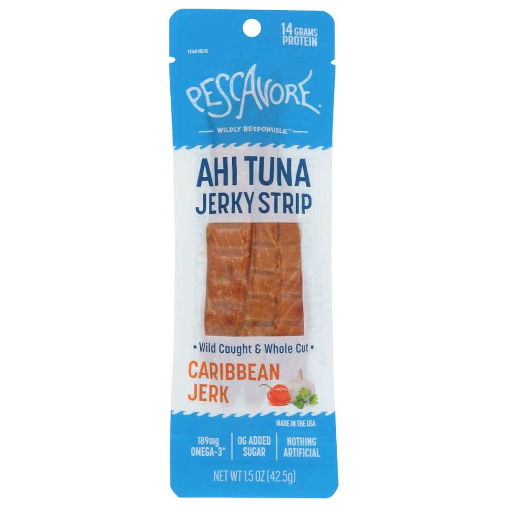 PESCAVORE: Caribbean Jerk Jerky Strip 1.5 oz (Pack of 5) - Food - PESCAVORE