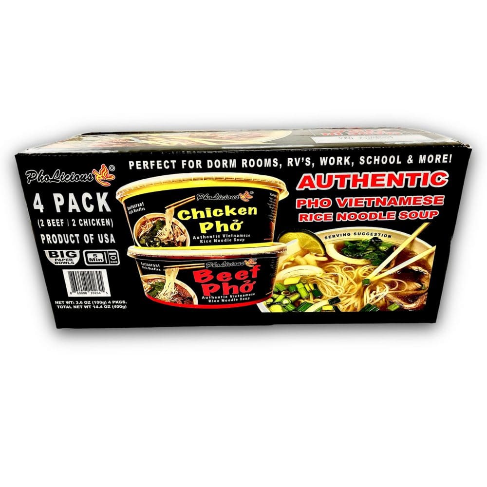 PhoLicious Authentic Pho Vietnamese Rice Noodle Soup Variety Pack (4 pk.) - Canned Foods & Goods - PhoLicious