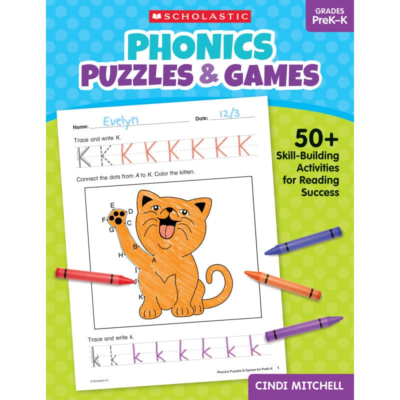 Phonics Puzzles & Games Gr Prek-K (Pack of 3) - Phonics - Scholastic Teaching Resources