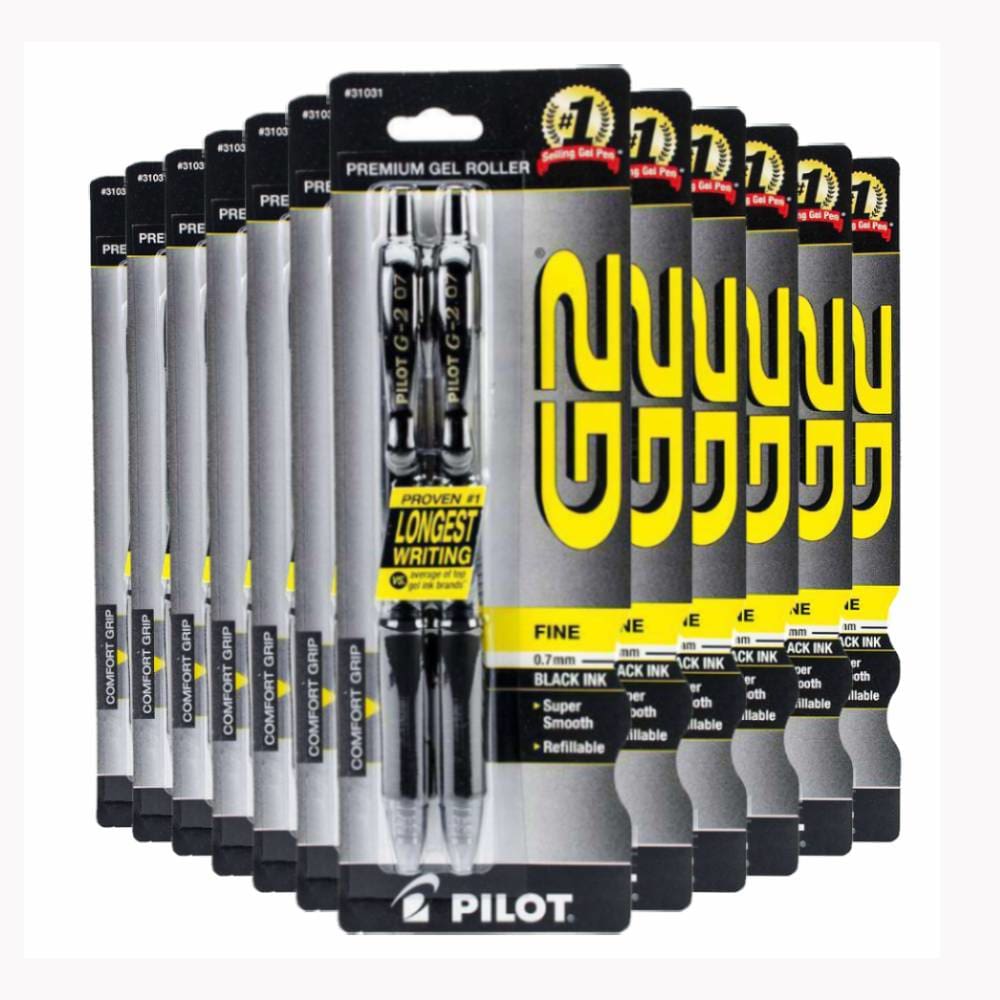 Pilot G2 Premium Retractable Gel Ink Pen Refillable Black Ink.7mm 2 ct ea - 12 Pack - Pen & Pencil - Pilot