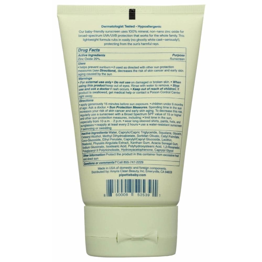 PIPETTE Baby > Baby Care PIPETTE: Mineral Sunscreen Broad Spectrum Spf50, 4 fo