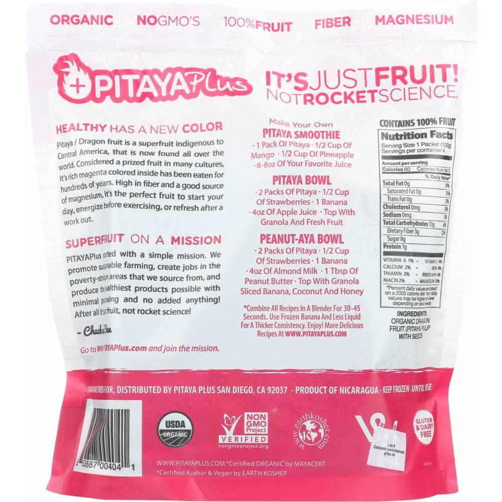 Pitaya Plus Pitayaplus Organic Dragon Fruit Smoothie Packs, 14 oz