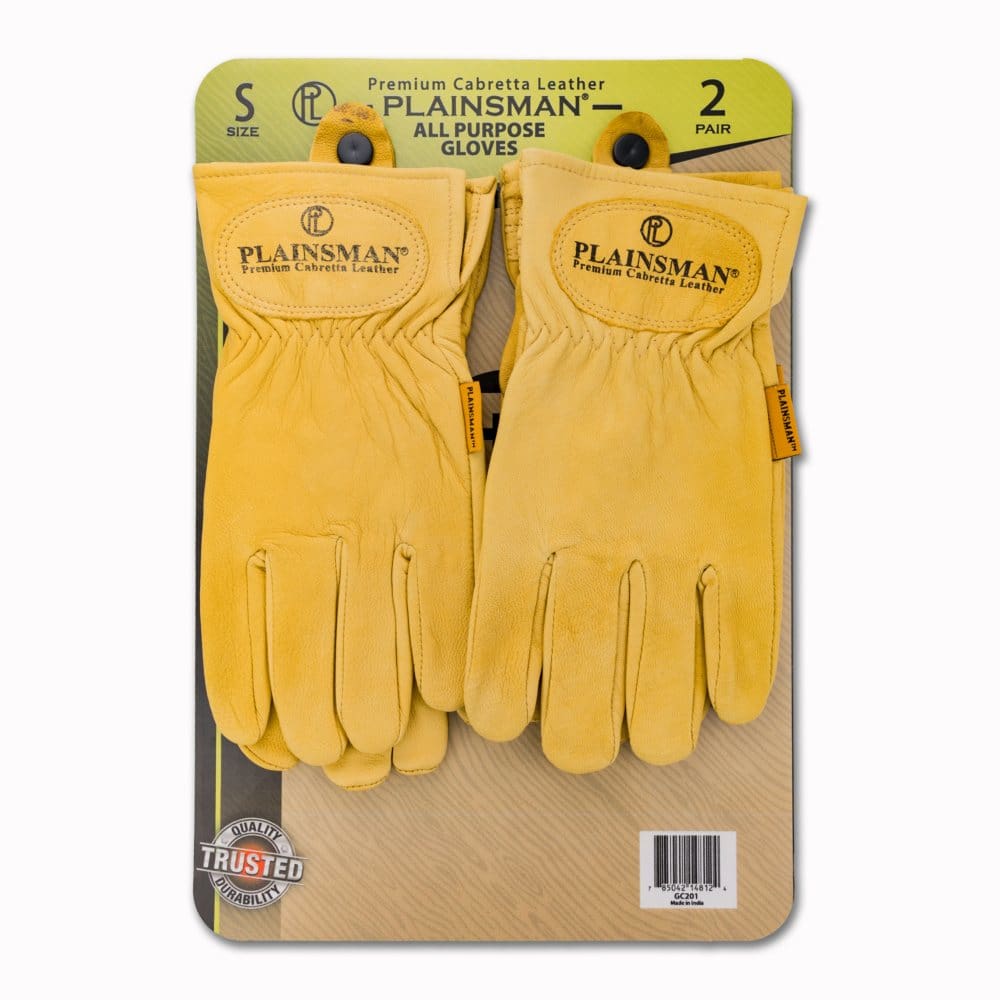 Plainsman Premium Cabretta Tan Leather Gloves 2 Pairs - Lawn Care - ShelHealth