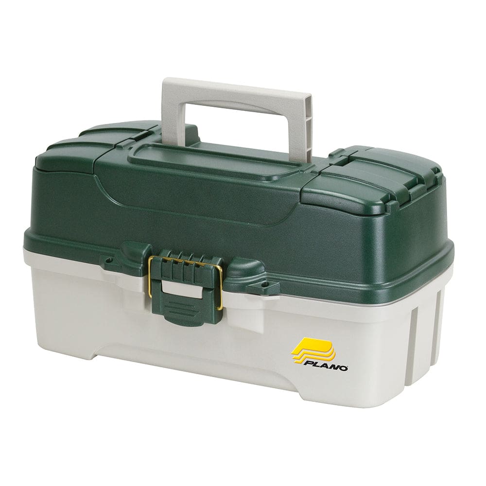 Plano 3-Tray Tackle Box w/ Duel Top Access - Dark Green Metallic/ Off White - Outdoor | Tackle Storage - Plano