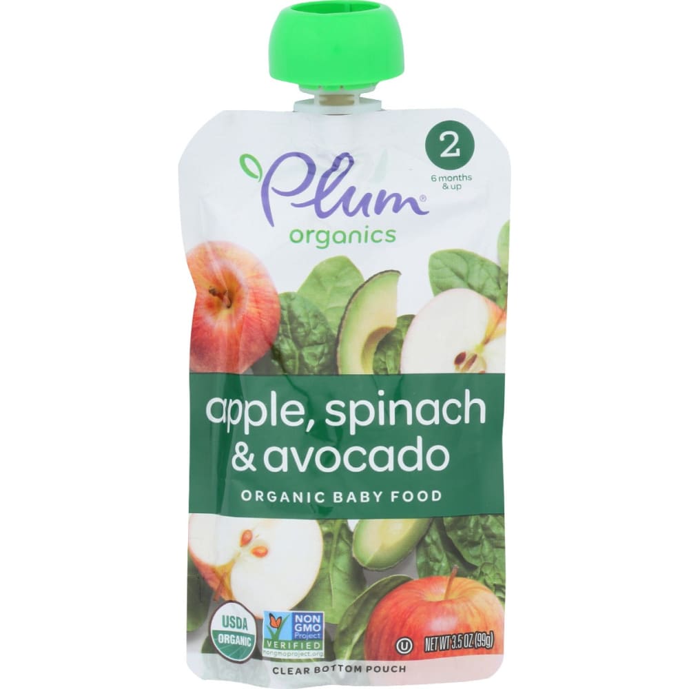 PLUM ORGANICS: Baby Food Apple Spinach Avocado S2 3.5 oz (Pack of 6) - PLUM ORGANICS