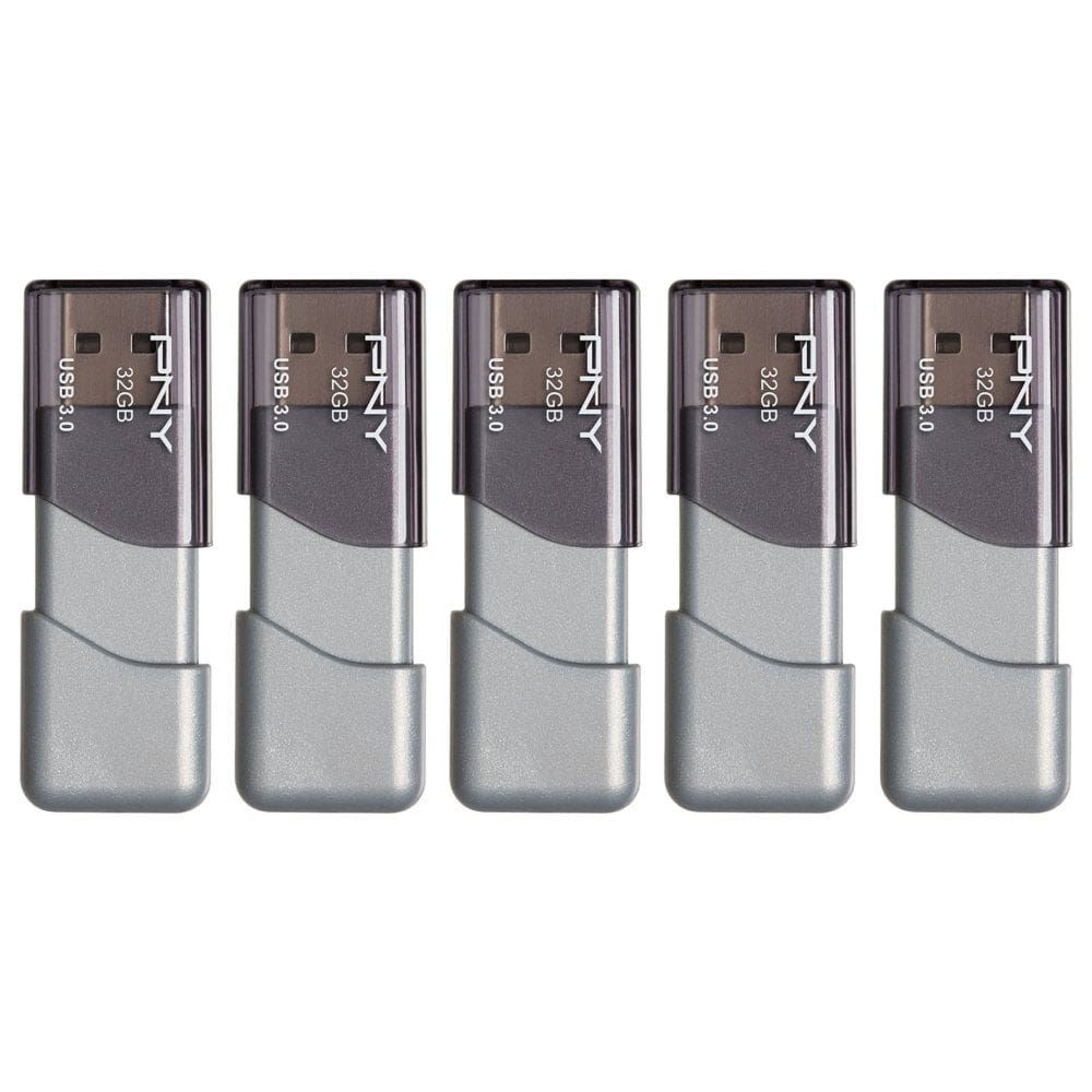 PNY 32GB Turbo Attaché 3 USB 3.0 Flash Drive 5-Pack - Flash Drives & Memory Cards - PNY