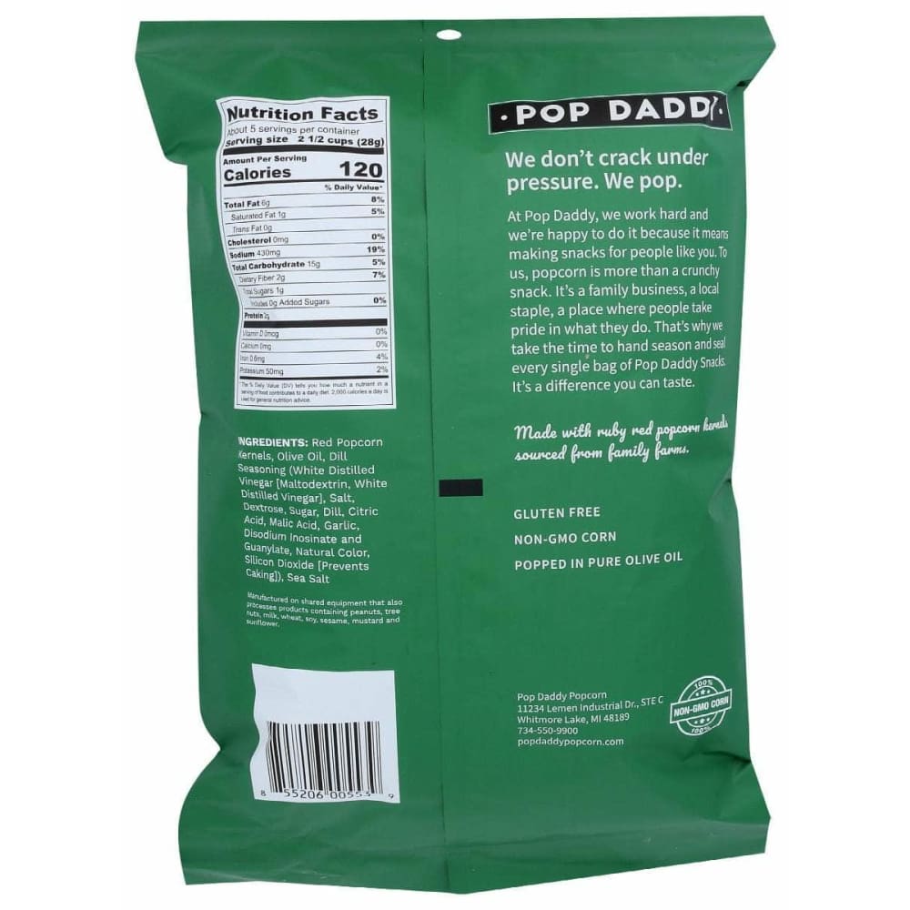 POP DADDY POPCORN Grocery > Snacks > Popcorn POP DADDY POPCORN: Dill Pickle Popcorn, 5 oz