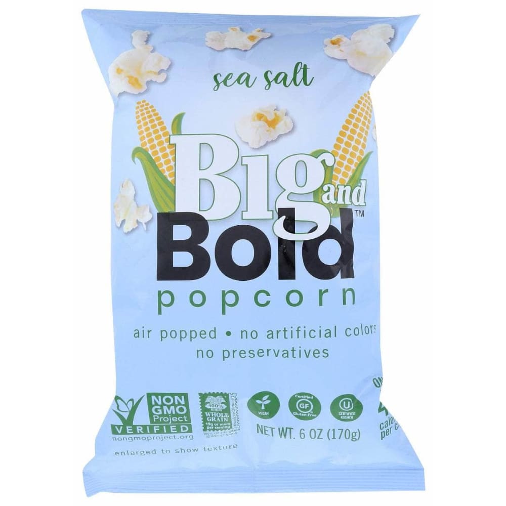 POPTIME BIG AND BOLD Popcorn Sea Salt, 6 oz (Case of 4) ShelHealth