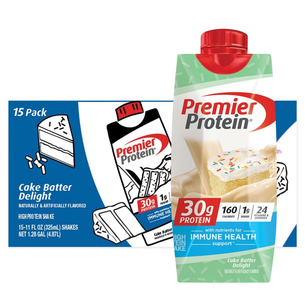 Premier Protein 30g. High Protein Shake Cake Batter Delight (11 fl. oz. 15 pk.) - Protein & Fitness - Premier