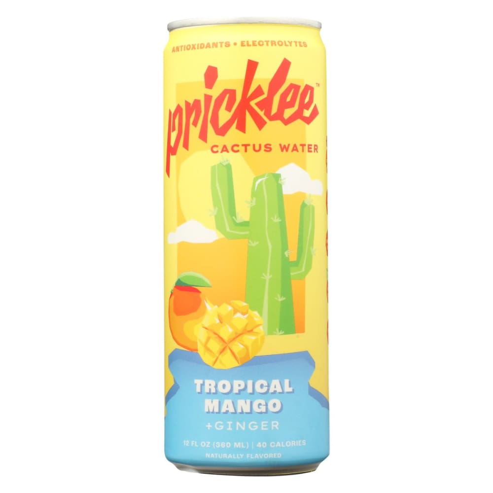 PRICKLEE: Tropical Mango Plus Ginger Cactus Water 12 fo (Pack of 5) - Grocery > Beverages > Water - PRICKLEE