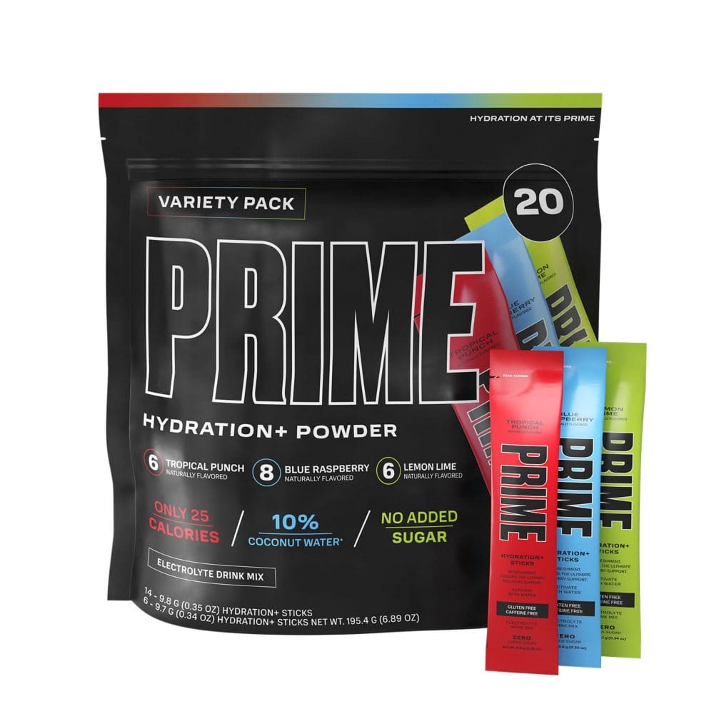Prime Hydration+ Electrolyte Powder Mix Sticks Variety Pack (20 pk.) - Powdered & Liquid Drink Mixes - Prime