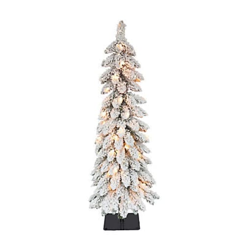 Puleo International 3’ Flocked Pencil Alpine Pre-Lit Tree with 35 ct. Lights - Home/Seasonal/Holiday/Holiday Decor/Christmas Trees/ -