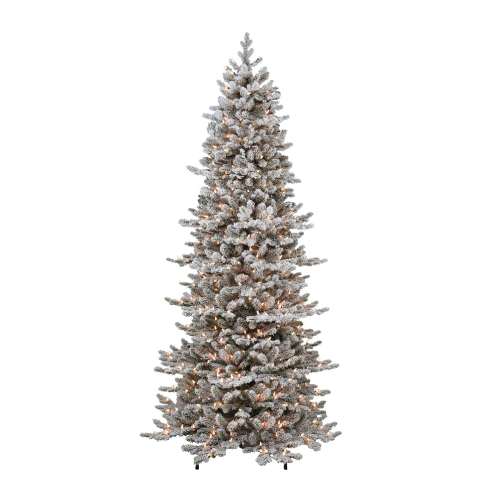 Puleo International 7.5’ Slim Flocked Royal Majestic Douglas Spruce Pre-Lit Tree with 500 ct. Lights - Home/Seasonal/Holiday Home/Holiday