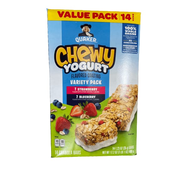 Quaker Chewy Yogurt Granola Bars, Variety Pack, 14 Pack, 17.2 oz ShelHealth
