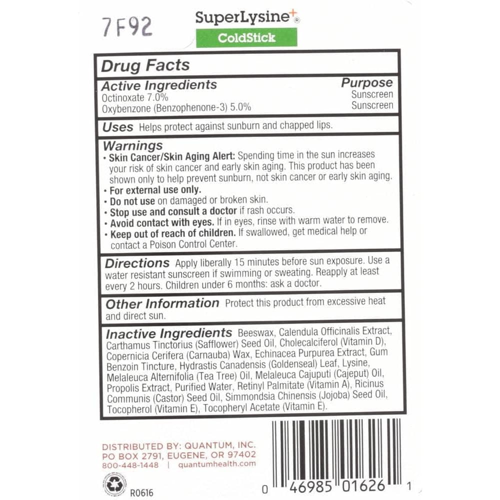 Superlysine+ Quantum Health Super Lysine+ Coldstick Lip Treatment & Protectant, 0.18 oz