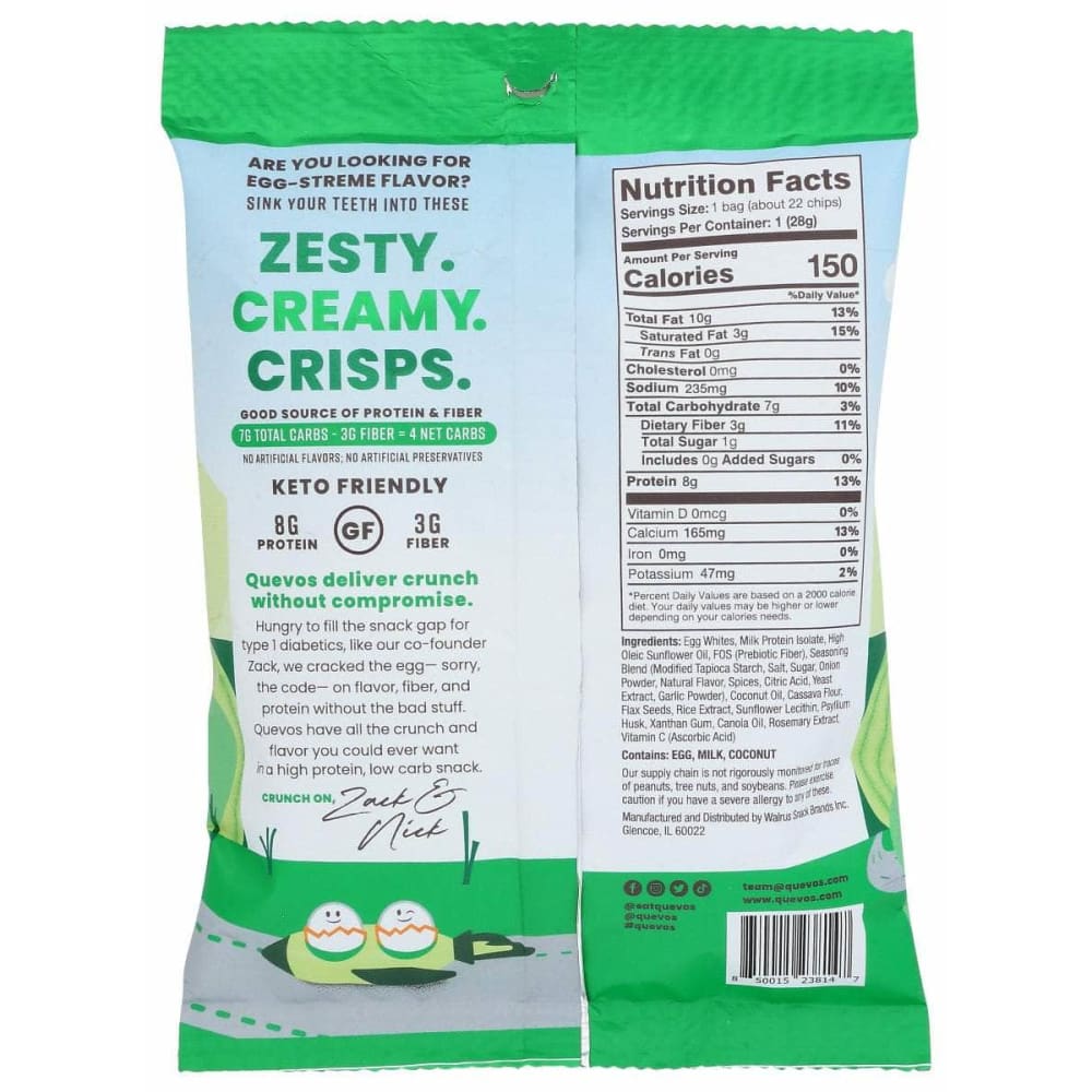 QUEVOS Grocery > Snacks > Chips QUEVOS: Sour Cream Onion Egg White Crisps, 1 oz