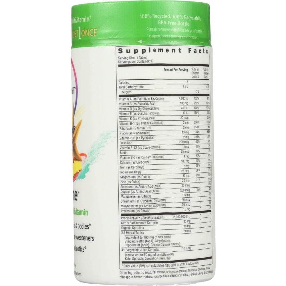 RAINBOW LIGHT Categories > Vitamins > Multivitamins > Multivitamins, Children RAINBOW LIGHT: Kid's One Multistars Food-Based Multivitamin Fruit Punch, 90 Chewable Tablets