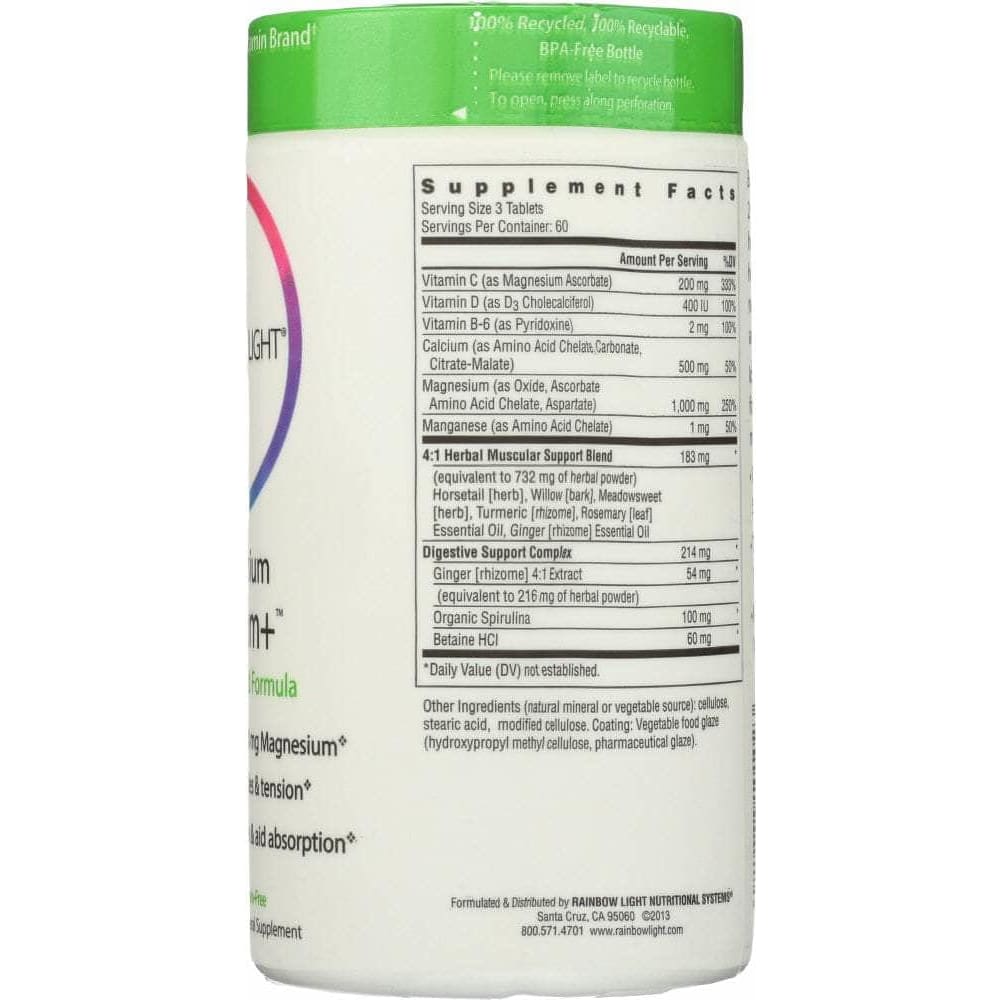 RAINBOW LIGHT Categories > Supplements > Minerals > Calcium > Calcium & Magnesium RAINBOW LIGHT: Magnesium Calcium Plus, 180 Tablets