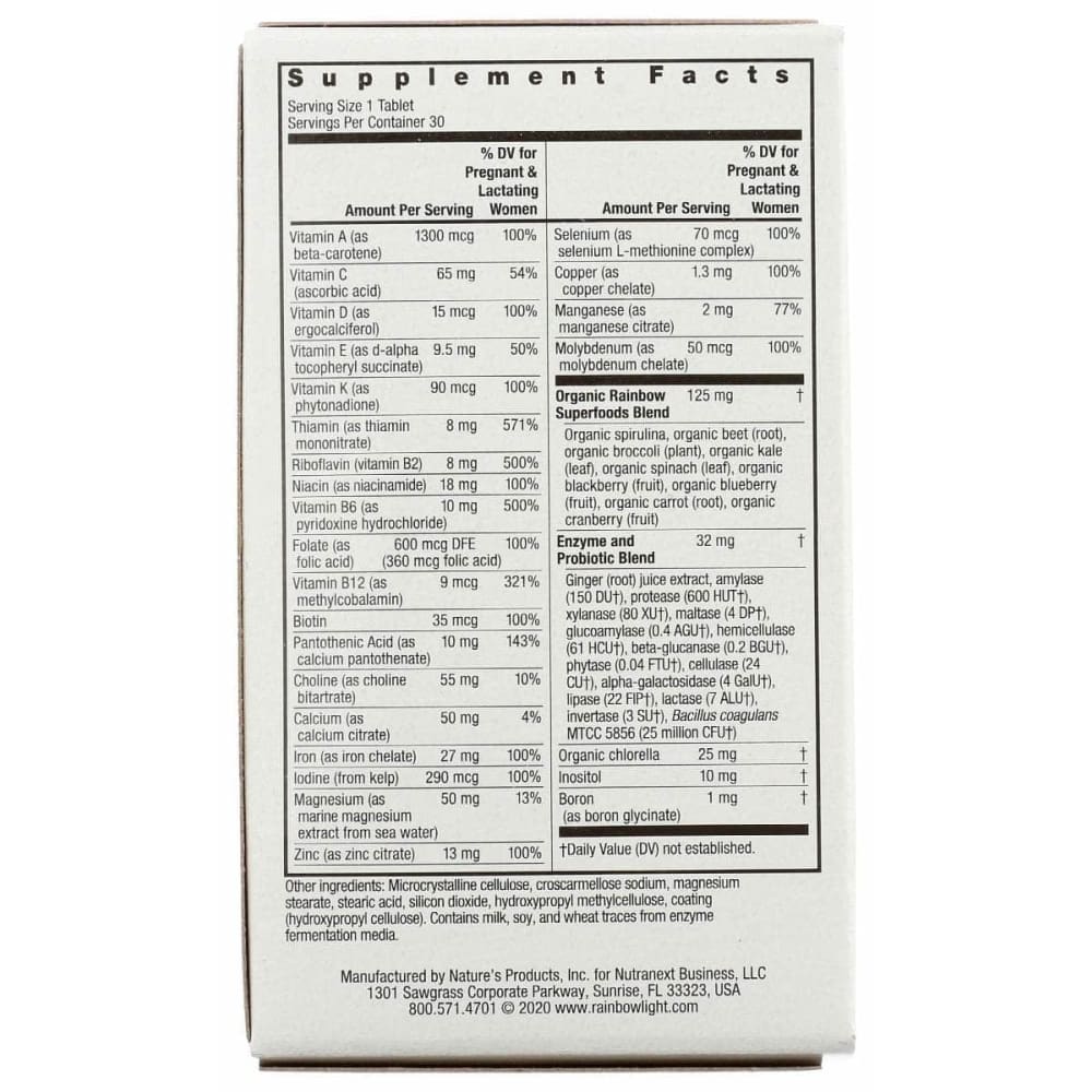 RAINBOW LIGHT Health > Vitamins & Supplements RAINBOW LIGHT VIBRANCE: Prenatal One Multivitamin, 30 tb