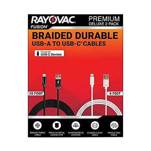 Rayovac USB-C to USB-C Cables 2 pk. - Home/TV & Electronics/Mobile Accessories/ - Rayovac