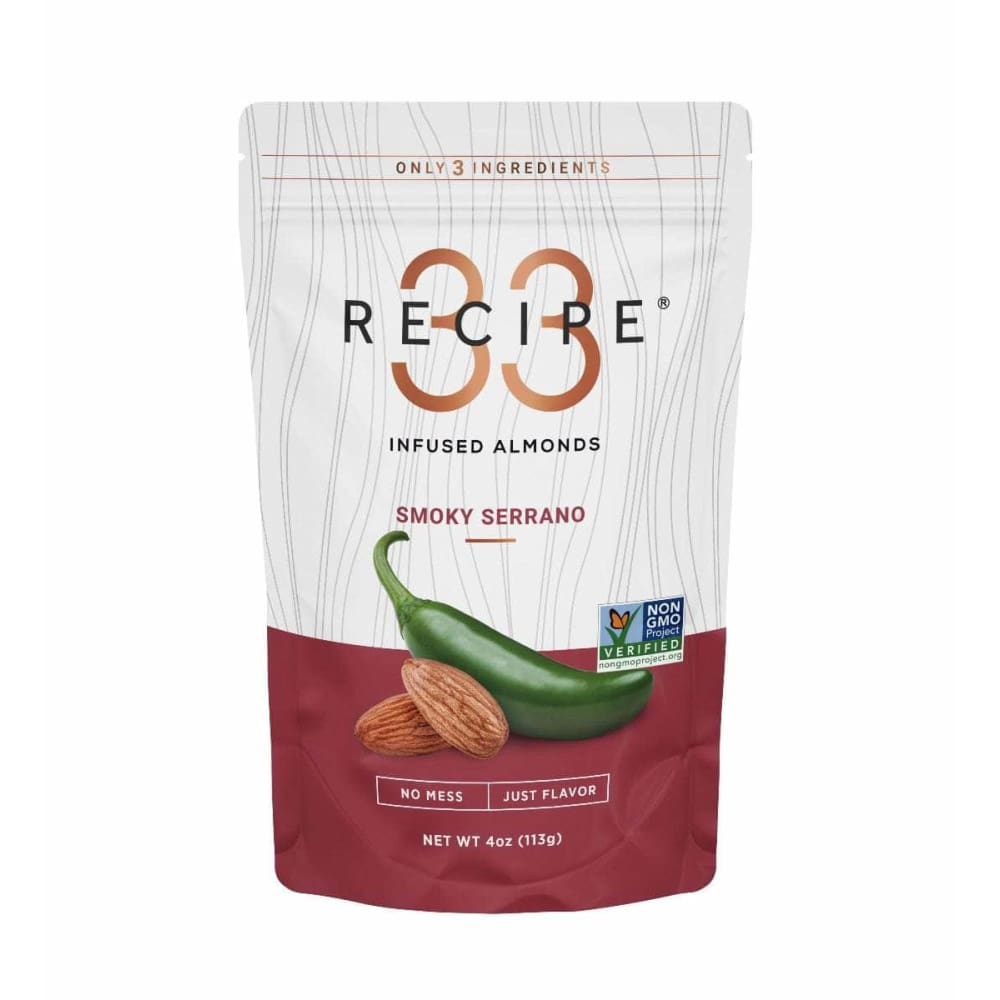RECIPE 33 Grocery > Snacks > Chips > Snacks Other RECIPE 33: Almonds Smoky Serrano Inf, 4 oz