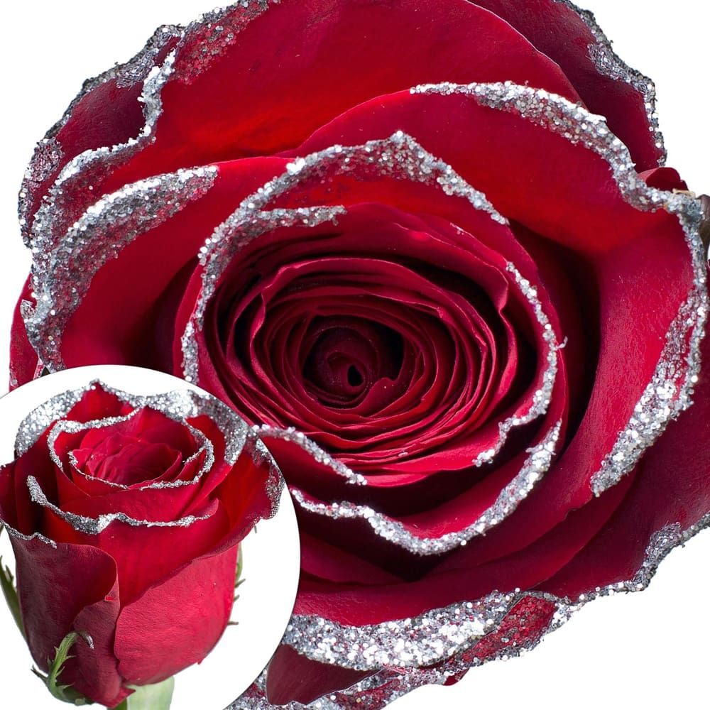 InBloom Red Silver Glitter Rose - Home/Home/Flowers & Plants/Roses/ - InBloom