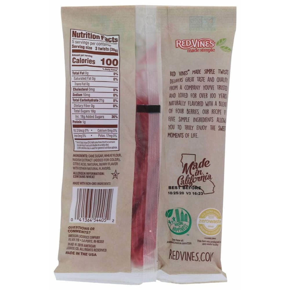 RED VINES Grocery > Chocolate, Desserts and Sweets > Candy RED VINES: Made Simple Mixed Berry Bag, 5 oz