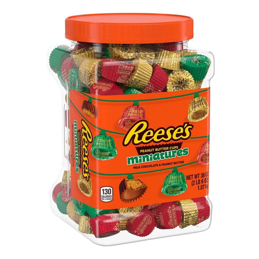 Reese’s Miniatures Milk Chocolate Peanut Butter Cups Candy Holiday Bulk Jar (38 oz.) - Chocolate Candy - Reese’s