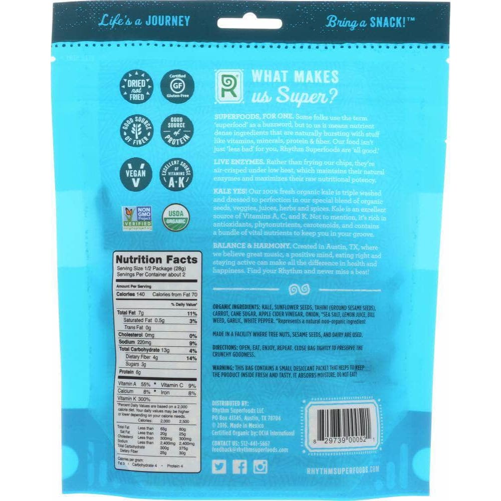 Rhythm Superfoods Rhythm Superfoods Kale Chips Kool Ranch, 2 oz