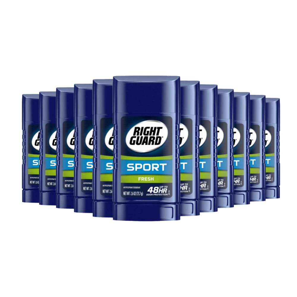 Right Guard Sport Antiperspirant Deodorant Invisible Solid Stick Fresh,- 2.6 Oz - 12 pack - Deodorant & Anti-Perspirant - Right Guard